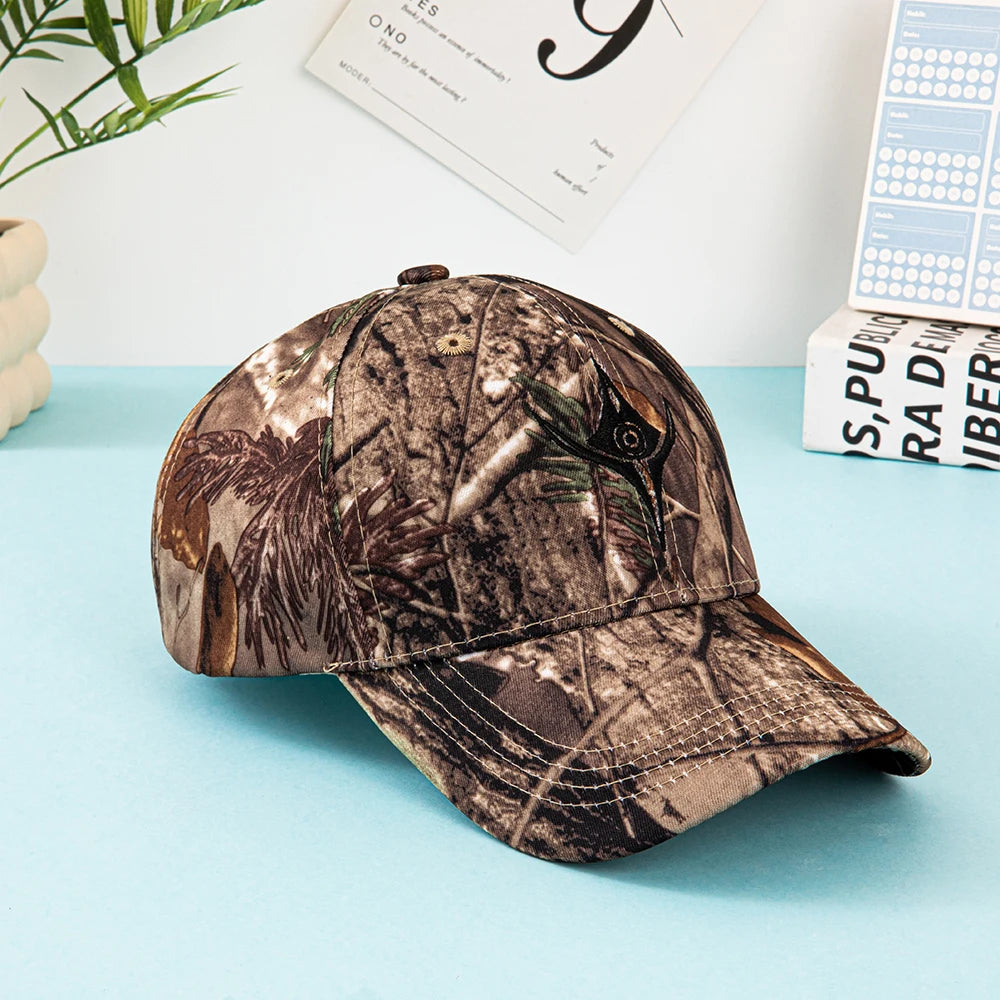 European and American summer outdoor baseball caps, leaf-printed jungle camouflage caps, men's and women's camouflage baseball c