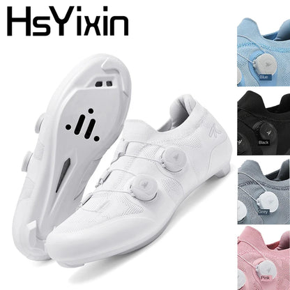 Cycling shoes road bike unisex, HsYixin breathable SPD self-locking non-slip racing road bike shoes flat MTB bicycle sneakers