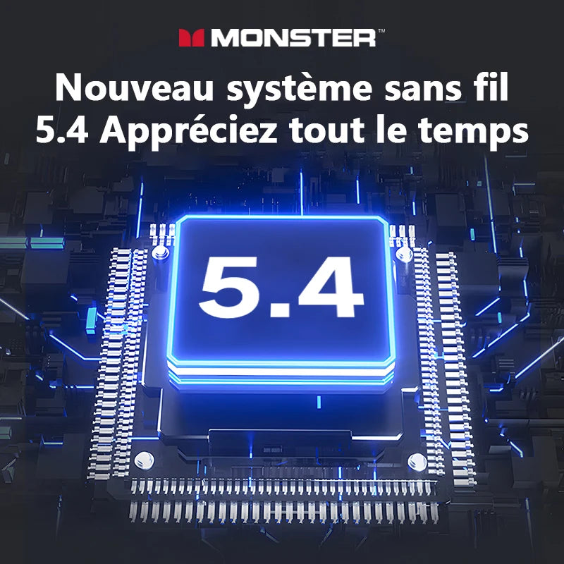 Auriculares Monster MQT52 sem fios Bluetooth 5.4 com bateria de longa duração, auscultadores gaming de modo duplo, som estéreo Hi-Fi e microfone