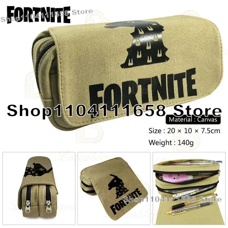 Fortnited Trousse Large Capacity Waterproof Velcro Pencil Case Student Black Estuche Stationery School Pennenzak Supplies