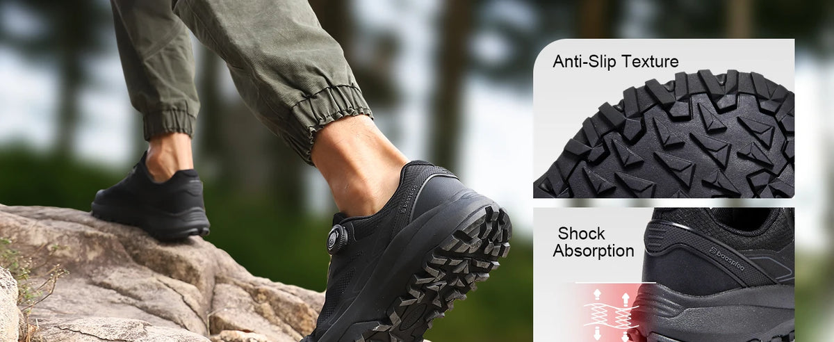 Baasploa Men Hiking Shoes Outdoor Climbing Mesh Breathable Travel Walking Shoes Male Non-Slip Wear Resistant Comfortable Sneaker