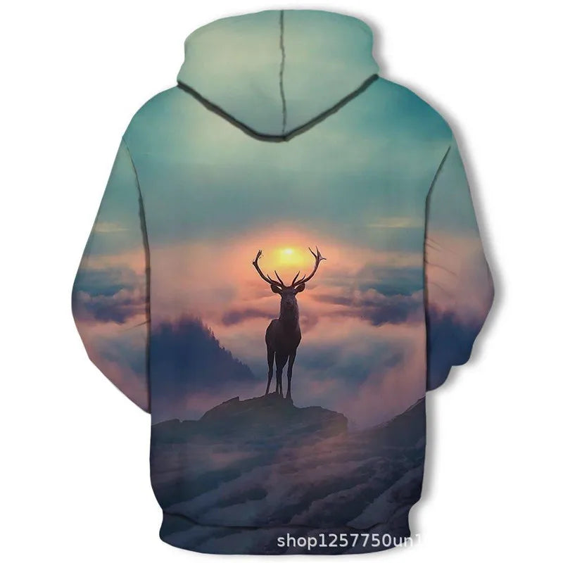 New Fashion Animal 3D Printed Hoodie Men and Women Personalized Design Sweatshirt Snow Double Wolf Harajuku Oversized Hoodie