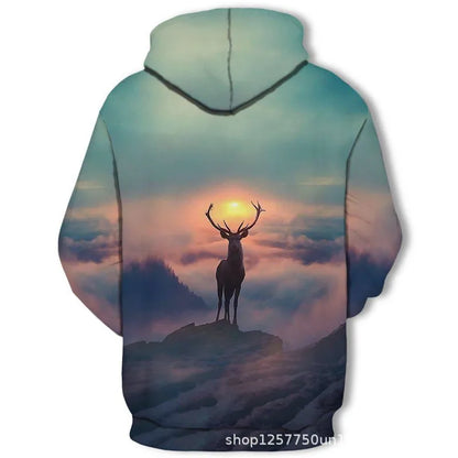 New Fashion Animal 3D Printed Hoodie Men and Women Personalized Design Sweatshirt Snow Double Wolf Harajuku Oversized Hoodie