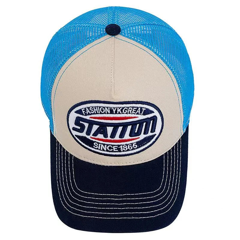 New Style Unisex Baseball Cap Classic STATION  Letter Pattern Mesh Cap Men and Women Breathable Streetwear Summer Trucker Hat