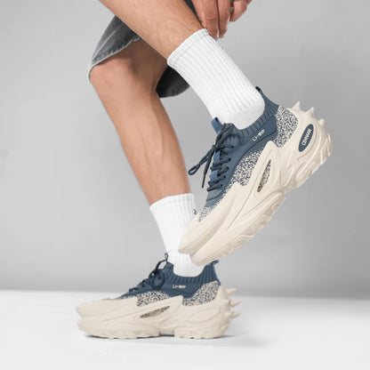 Mens Sports Shoes Elastic Thick Soled Anti Slip Outdoor Fitness Shoes Versatile Daily Wear Casual Street Fashion Walking Shoes