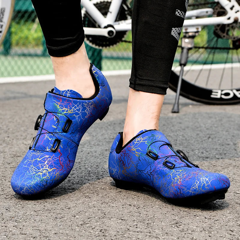 New Women Cycling Sports Shoes Rubber Non-Slip MTB Shoes Men PU Leather Breathable Outdoor Racing Pedal Bicycle Boots Unisex