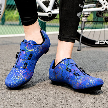New Women Cycling Sports Shoes Rubber Non-Slip MTB Shoes Men PU Leather Breathable Outdoor Racing Pedal Bicycle Boots Unisex