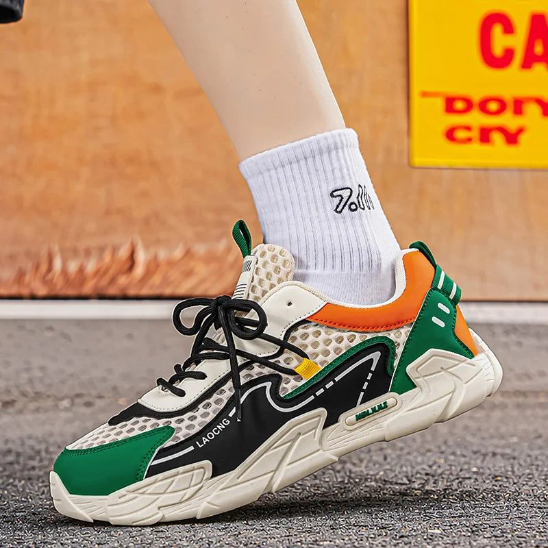 Scarpe sportive da uomo estive in rete, casual e alla moda, con lacci, scarpe da passeggio, nuove, per giovani, comode per gli spostamenti quotidiani, versatili, sneakers
