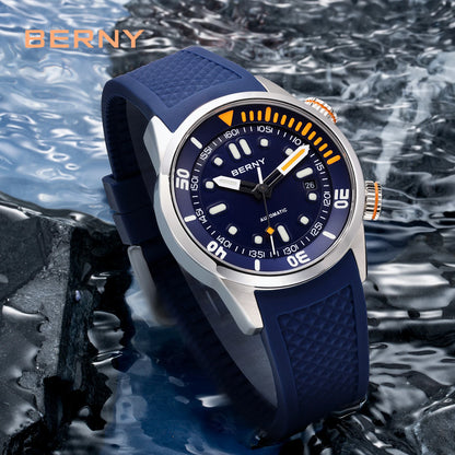 BERNY Automatic Professional Diving Watch for Men Super Luminous Scratch-resistant Sapphire Lens Top Mechanical Diver Watches