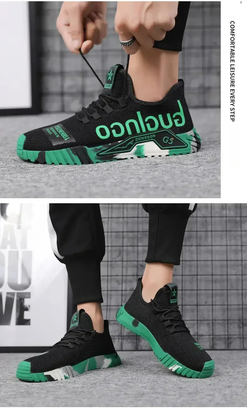 Gym New Vulcanized Lace-up Walking Sneakers Comfortable Wear-resistant Casual Shoes Walking Summer Mesh Flats Fashion Breathable