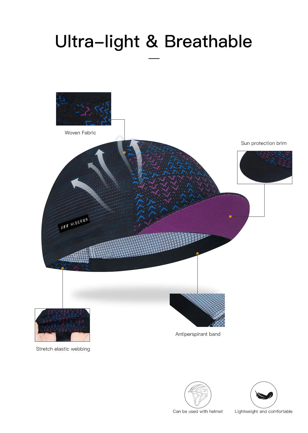 HISERWA Men Women Cycling Cap Sun Protection Summer Breathable Sports Quick Dry Bicycle Cycling Hat Bike Headwear Gorra Ciclismo