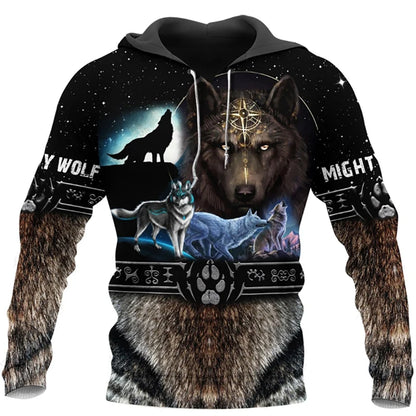 New Wolf Tattoo Vegvisir Black White 3D All Over Printed Men's Hoodie & Sweatshirt Unisex Casual Autumn Tracksuits