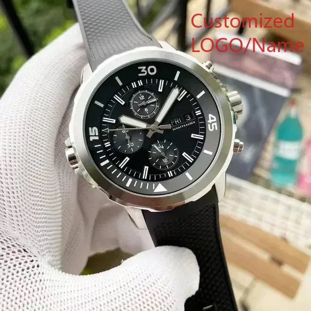 A11 Store Customized Watch Quartz Chronograph Special and External Rotating Bezel Gray Dial Men Watch Full Function Aquatimer