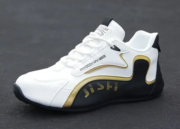 Ténis masculinos em couro PU, impermeáveis, desportivos e casuais; sapatos leves, respiráveis, planos e antiderrapantes; Zapatillas Hombre