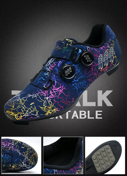 New Women Cycling Sports Shoes Rubber Non-Slip MTB Shoes Men PU Leather Breathable Outdoor Racing Pedal Bicycle Boots Unisex