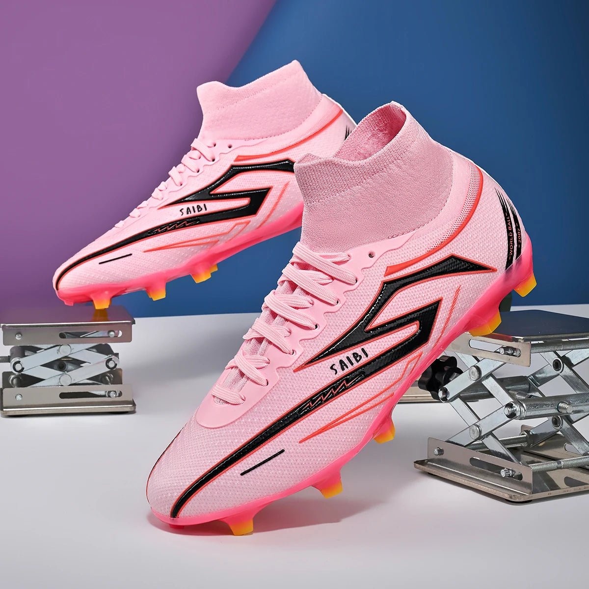 AG/FG Long Studs Soccer Shoes，PU Fabric Mixed Upper，TPU Sole Wear Resistant Anti Slip，Men Women Kids Youth Outdoor Sports