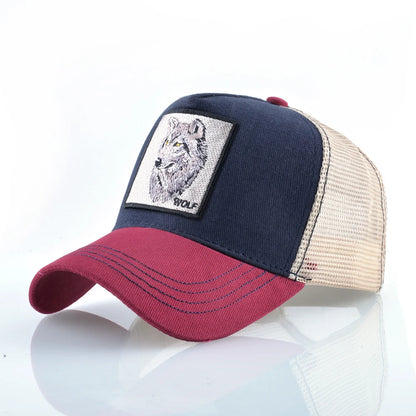Modna bejzbol kapa s vezenim zakrpama "Wolf", snapback hip hop trucker kape za muškarce i žene, za vanjsku upotrebu, prozračna kapa s vizirom