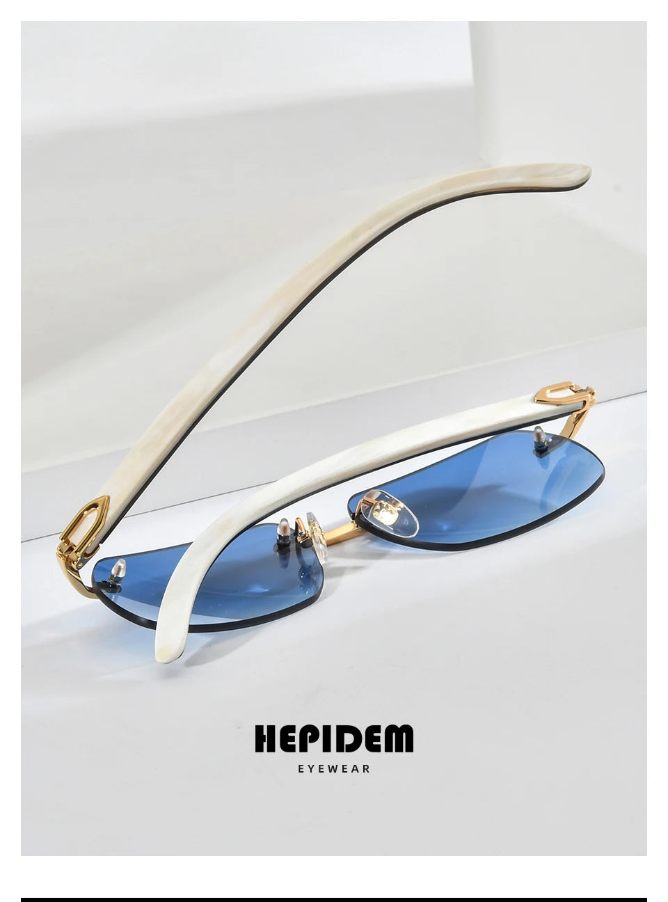 HEPIDEM Buffalo Horn Glasses Men Famous Brand Design Rimless Sunglasses Women Luxury Eyewear Horn-Rim Frameless Buffs Eyeglasses
