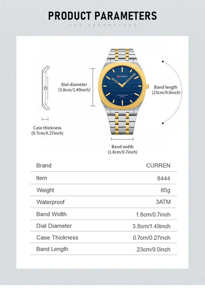 CURREN Top Luxury Brand Quartz Watch Men Stainless steel Strap Military Watches 30ATM Waterproof Wristwatch Relogio Masculino