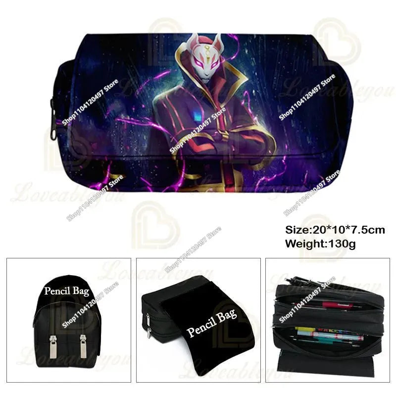 Anime Pencil Bag Kawaii Fortnite Pencil Case Large Capacity Waterproof Handheld Cosplay Pencil Pouch Office Stationary Gift Toy