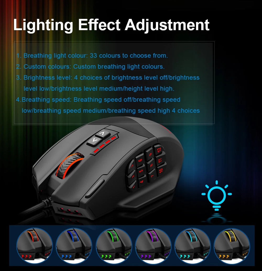 E-YOOSO X-39 USB Wired RGB Gaming Mouse, 24000 DPI Programmable Gaming Mouse with 19 Buttons, Optical Gaming Mouse for PC & Laptop