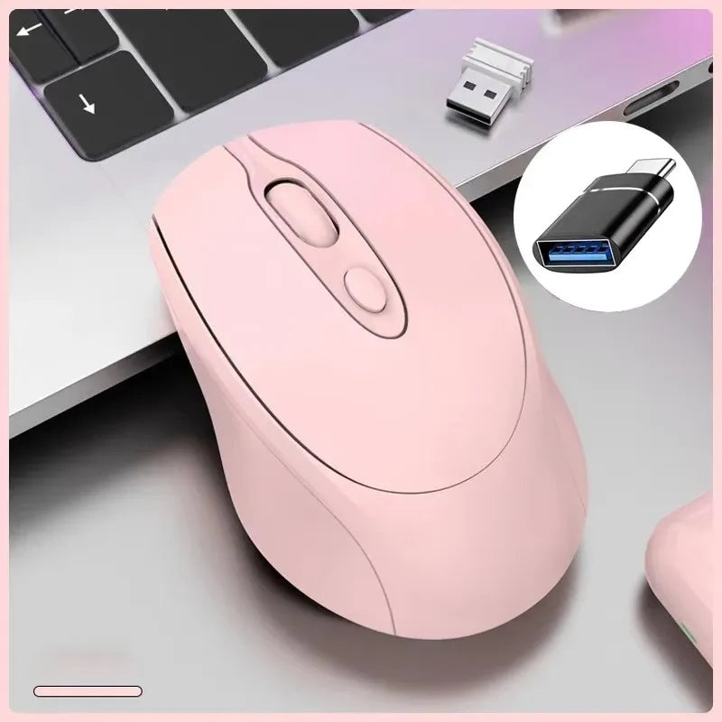 Rato sem fios compatível com Bluetooth 2.4G recarregável, rato de computador USB silencioso para gaming, para PC, portátil, MacBook e tablet