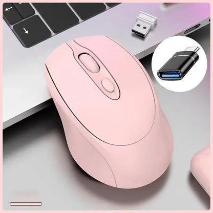 Rato sem fios compatível com Bluetooth 2.4G recarregável, rato de computador USB silencioso para gaming, para PC, portátil, MacBook e tablet