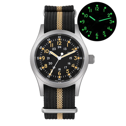Militado ML05 Military Watch VH31 Sweep Movement Domed Sapphire Crystal Wristwatch High Clear AR Coating 38mm Vintage Watches