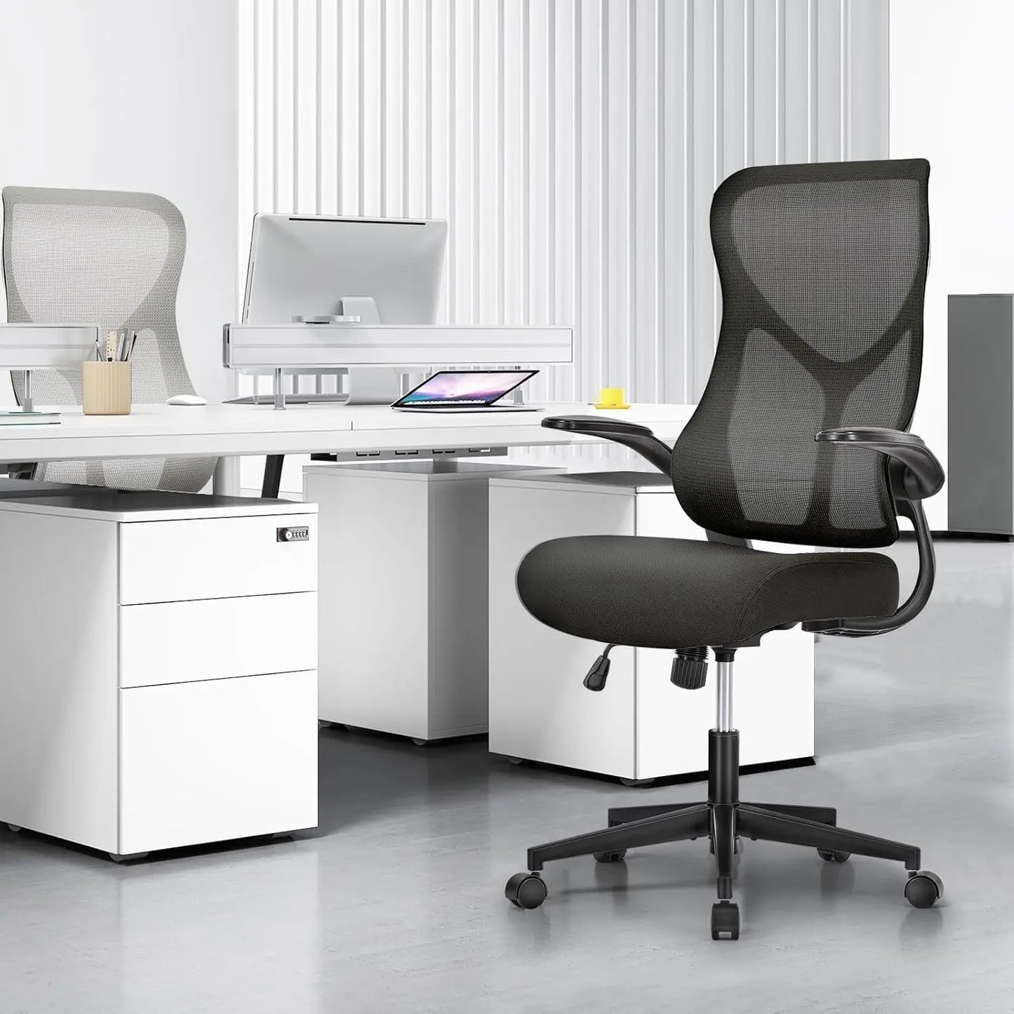 Aptliton Ergonomic Office Chair with Breathable Mesh Back, Thick Padded Seat, Adjustable Height & Tilt Lock, Swivel Computer Desk