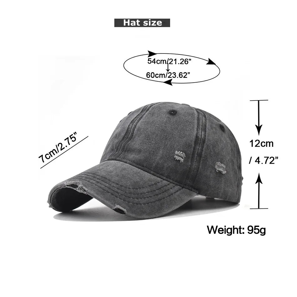 Distressed Baseball Cap Dad Hats for Men Women Vintage Washed Cotton soft crown Hat Adjustable Low Profile Unisex Style Headwear