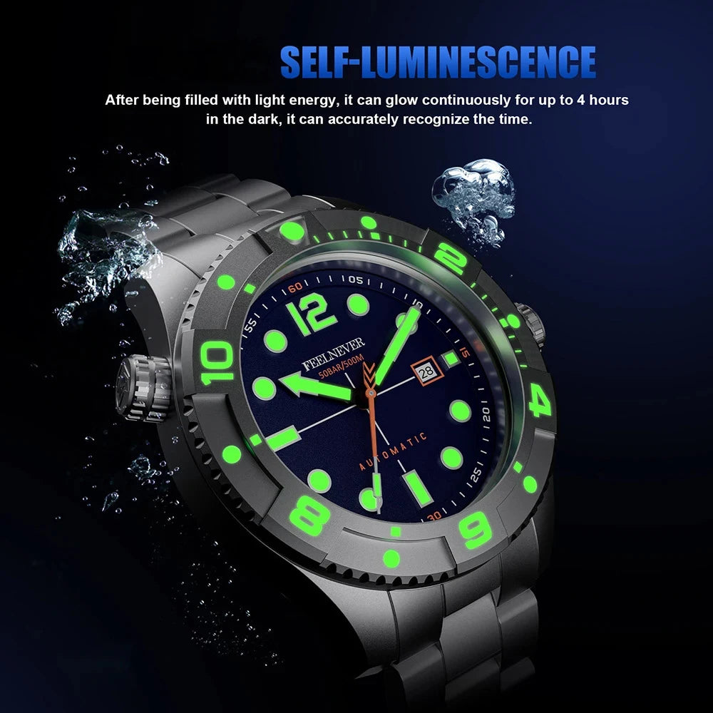 FeelNever Top Brand Luxury Mechanical Watch Profession Casual Sport Stainless Steel Automatic Men's Watches Fashion Wristwatches