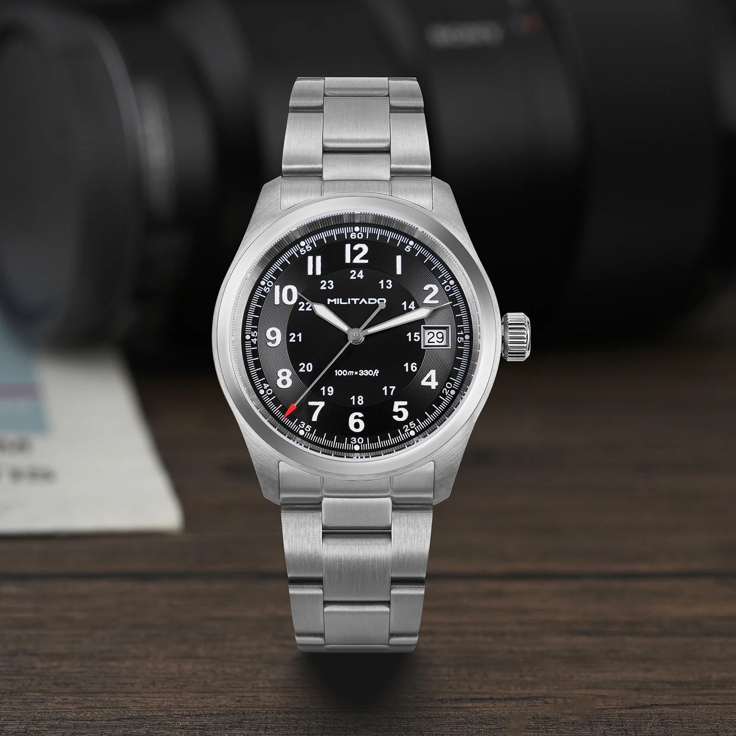 Militado ML08 Quartz Watch Ronda 515 Movement Domed Sapphire Wristwatch BGW9 Luminous 10Bar Waterproof 38mm Vintage Watches