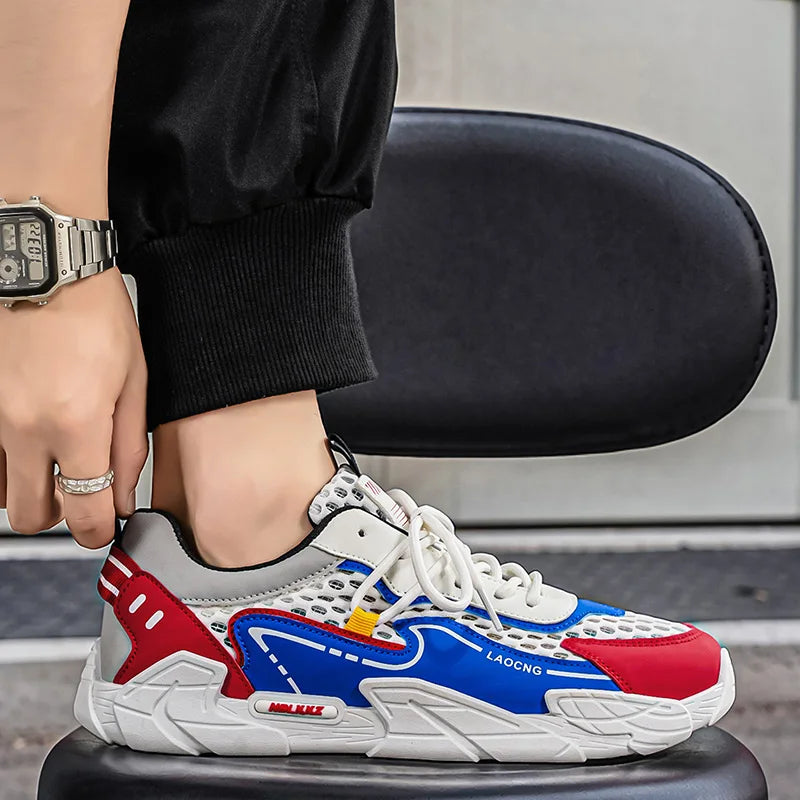 Scarpe sportive da uomo estive in rete, casual e alla moda, con lacci, scarpe da passeggio, nuove, per giovani, comode per gli spostamenti quotidiani, versatili, sneakers
