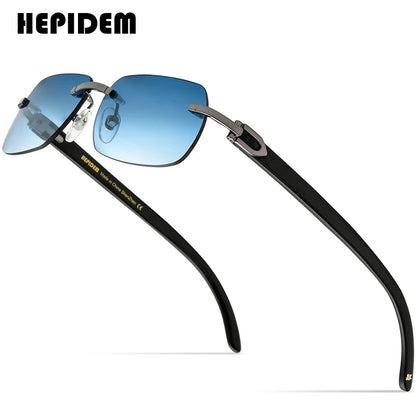 HEPIDEM Buffalo Horn Glasses Men Famous Brand Design Rimless Sunglasses Women Luxury Eyewear Horn-Rim Frameless Buffs Eyeglasses