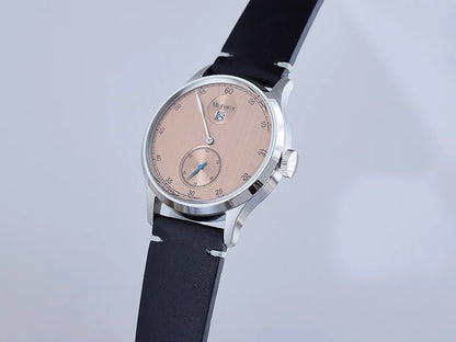 Milifortic Jumping Hour Auto R077 Vintage Small Seconds ST17 Movement Jump Hour Salmon Dial Men Watches