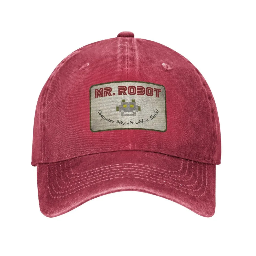 Računalo sa Sourires, anime, smiješni Mr Robot, prilagođeni retro kaubojski oprani bejzbolski kape za muškarce, traper kapa za sunce, hip hop kapa