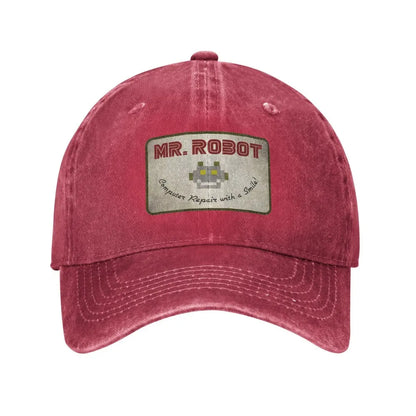 Računalo sa Sourires, anime, smiješni Mr Robot, prilagođeni retro kaubojski oprani bejzbolski kape za muškarce, traper kapa za sunce, hip hop kapa