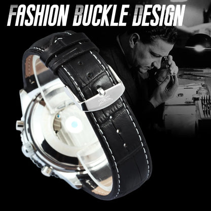 Jaragar Military Sports Automatic Watch for Men Multifunction Dial Tourbillon Skeleton Mechanical Watches Luxury Steel Band Glow