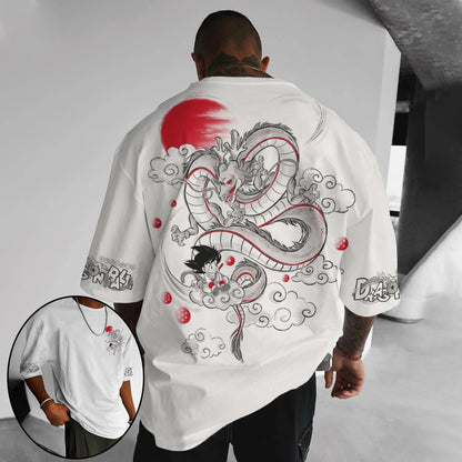 Dragon Ball Z-print T-shirt i bomuld med korte ærmer Son Goku Vegeta til mænd og kvinder Harajuku Y2k Tee vintage sommer-streetwear