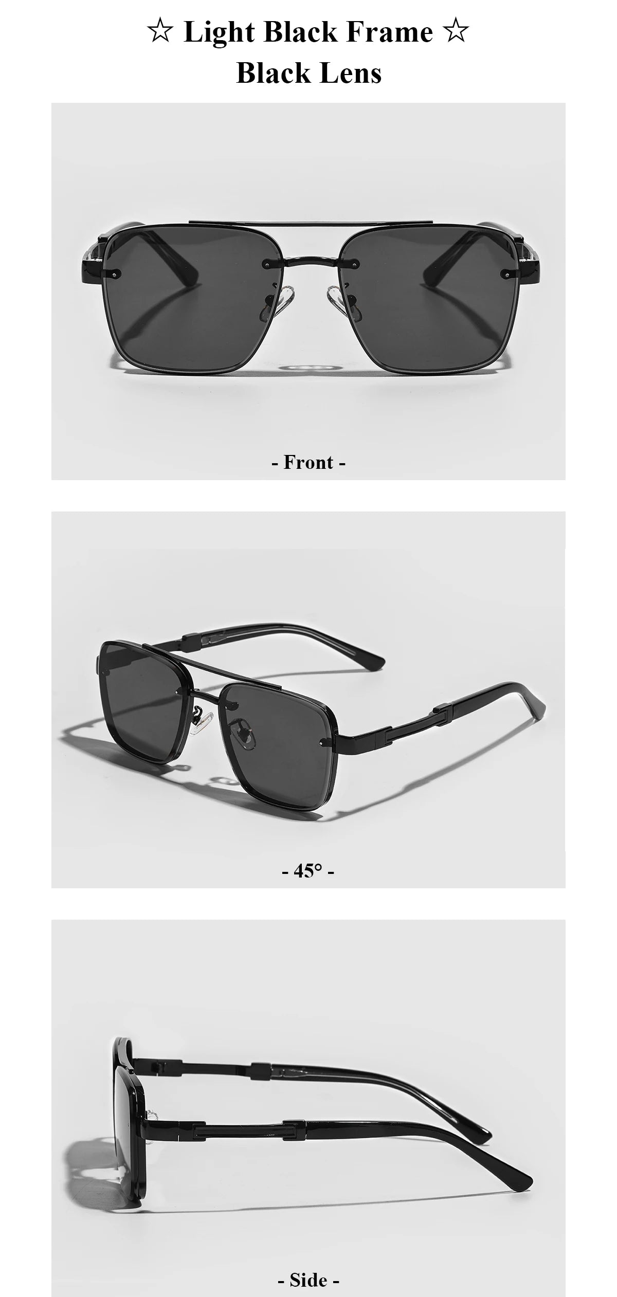 Ruiao Square Mens Designer Sunglasses Metal Frame Gradient Luxury Shades UV400 Rectangle Pilot Sun Glasses for Men