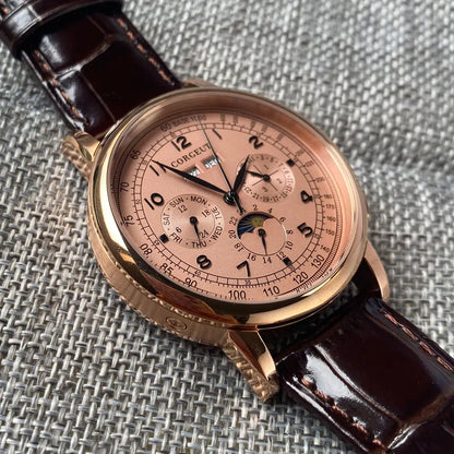 Automatické hodinky pro muže Multification, datum, den, měsíc, rok, mechanické pánské hodinky z 316L s leštěným pouzdrem, ukazatelem den/noc, 42mm
