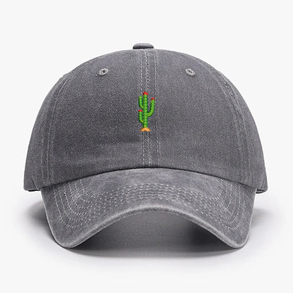 Casquette de baseball vintage souple avec broderie « Mini Cactus » pour homme et femme, effet délavé, pour le sport, la pêche, papa, visière, été, automne, casquette à visière