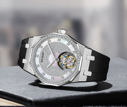AESOP Echte Fliegende Tourbillon Mechanische Skeleton Uhr Für Mann Luxus Wasserdichte Armbanduhren Saphir Spiegel Gradienten new