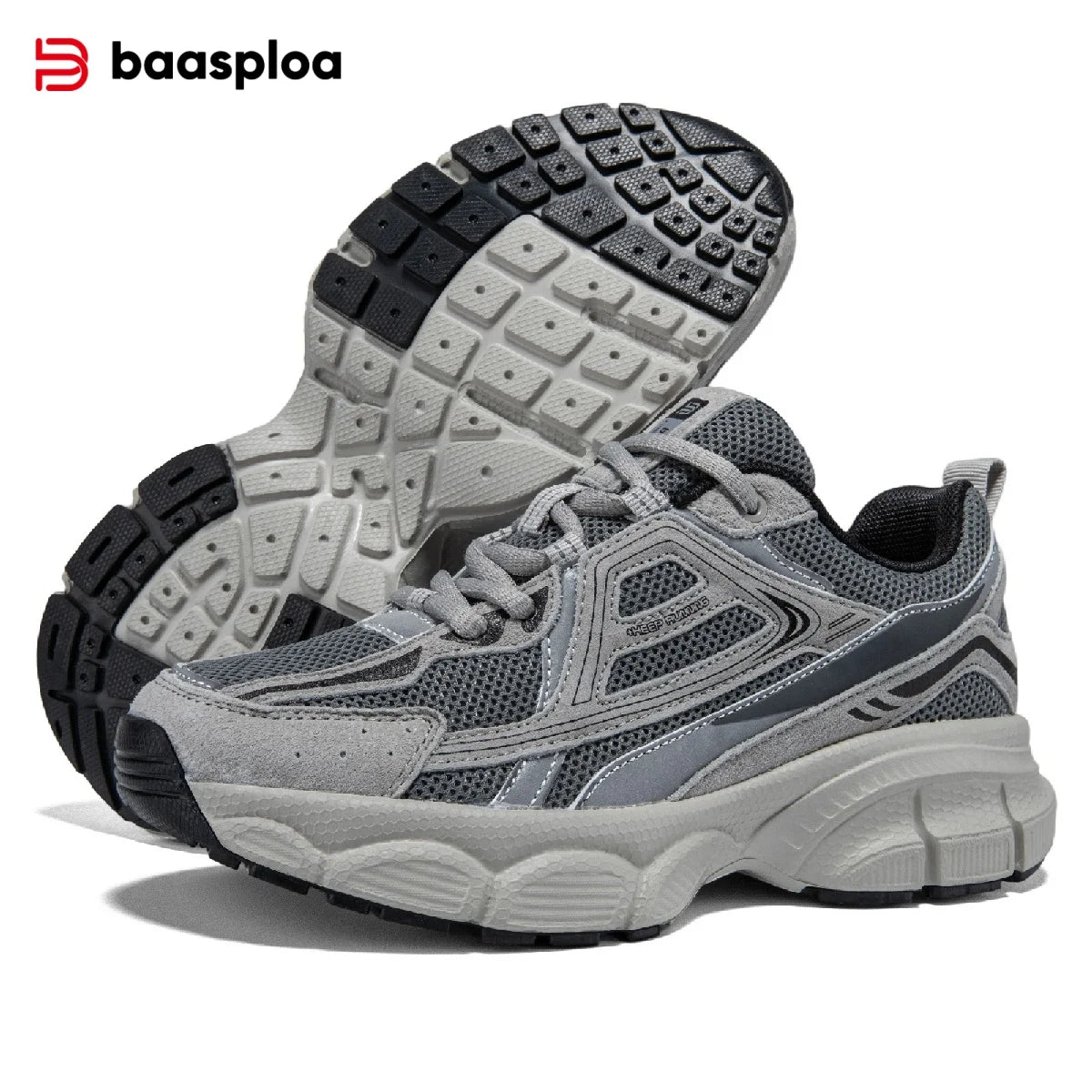 Baasploa Women Sports Shoes Outdoor Lightweight Breathable Jogging Sneakers Female Casual Mesh Anti-slip Lace Up Running Shoes