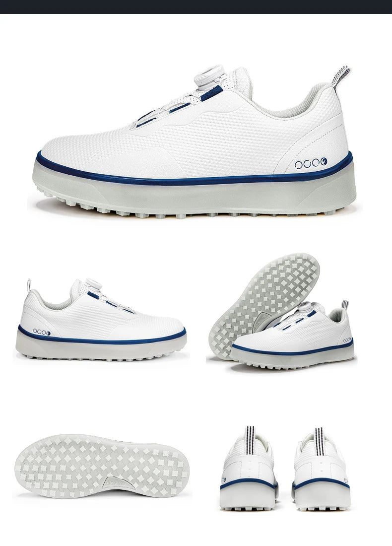 Couple Golf Shoes  Men's White Waterproof  Rotating buckle Fitness Spikeless Non slip Golf Golfer Training Golf Sneakers Women