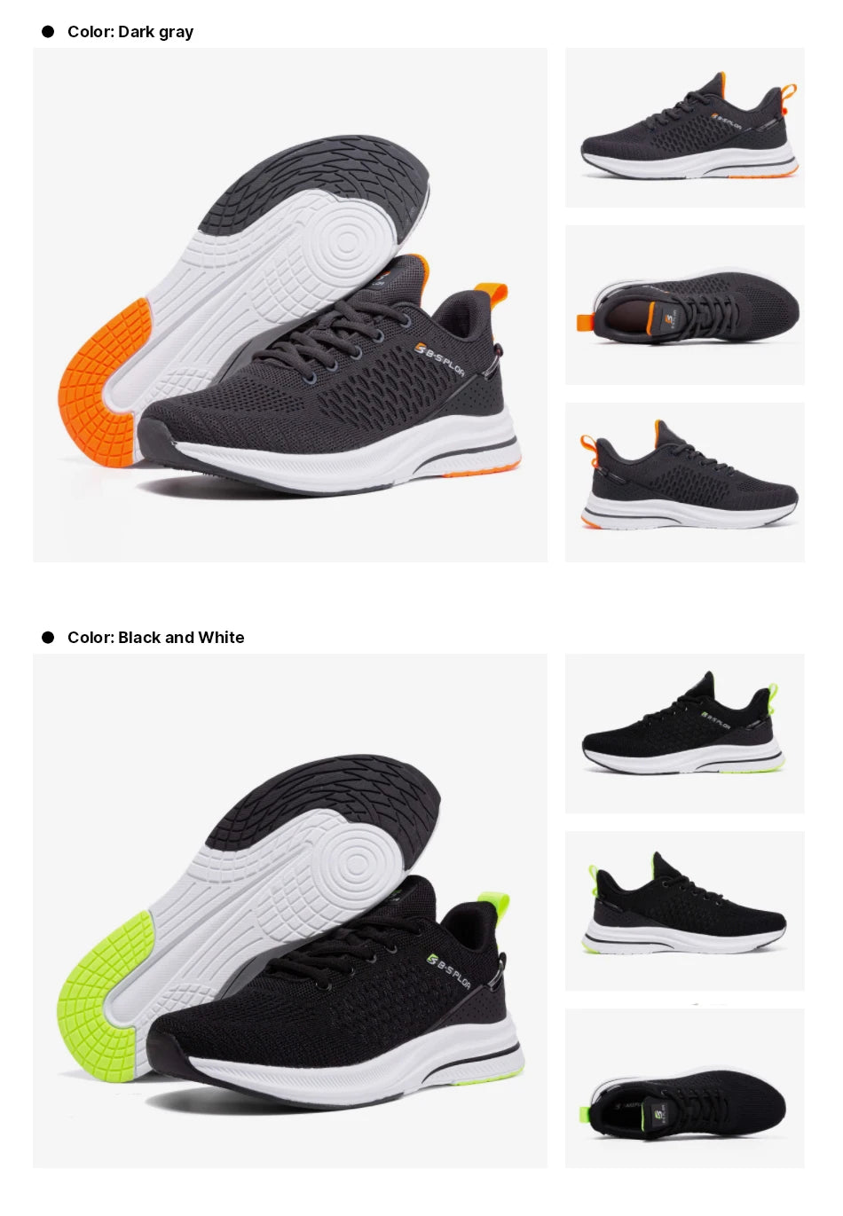 Baasploa Men Running Shoes New Breathable Mesh Sport Sneakers Plus Size 41-48 Male Classic Casual shoes Non-slip Outdoor Comfort