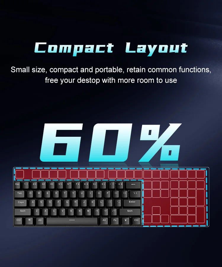 RGB White Mechanical Keyboard 60% Gaming Keyboard White Clavier Gamer Blanco Key Board Black PC Keyboards