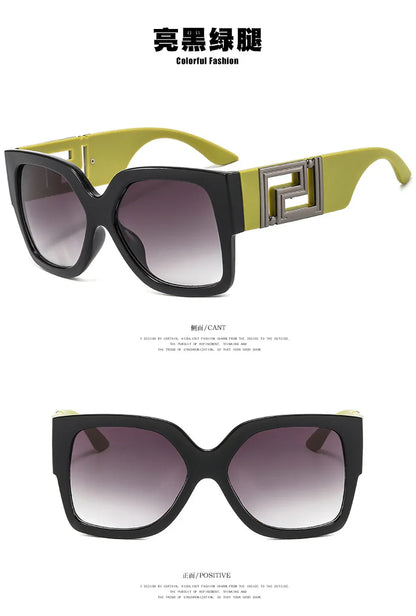 Light Luxury Square Large Frame Sunglasses With Hollow Temples, Personalized Catwalk Sunglasses, Women's Casual Sunglasses UV400