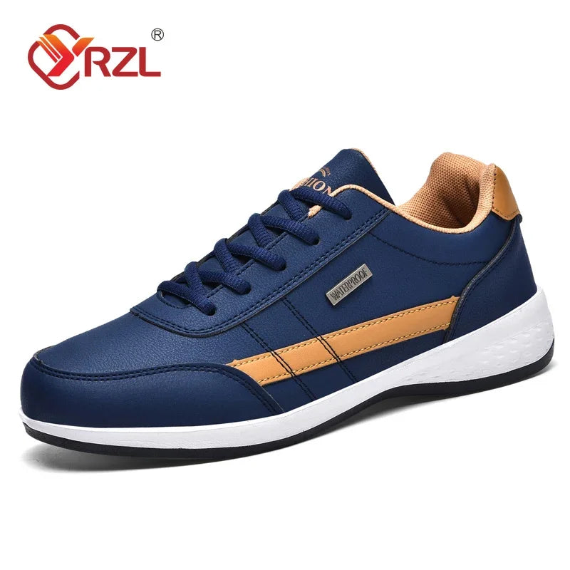 Sapatos para Homem YRZL Primavera Outono Impermeáveis, Ténis de Caminhada em Pele para Lazer e Desporto Masculino, Calçado Antiderrapante para Homem