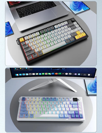 Ajazz AF82 Series 75% Layout Wireless Keyboard with 4000mAh Battery Low Profile Keys Bluetooth Tri-Mode Connectivity RGB